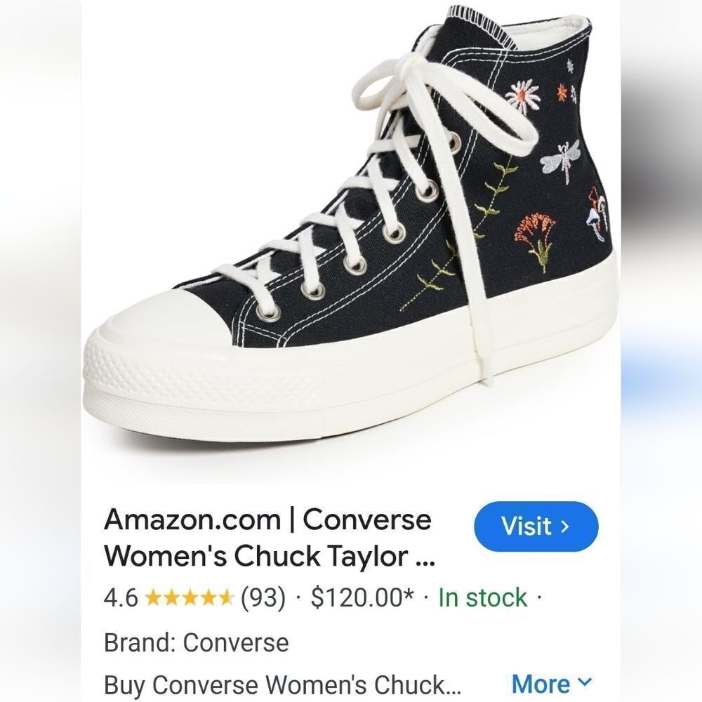 Converse Chuck Taylor All Star Embroidered Platform High Top Sneakers Size 6.5